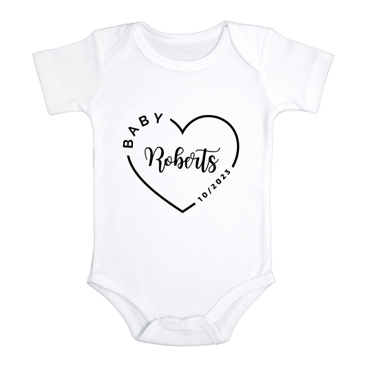 Custom Name & Date Baby Onesie