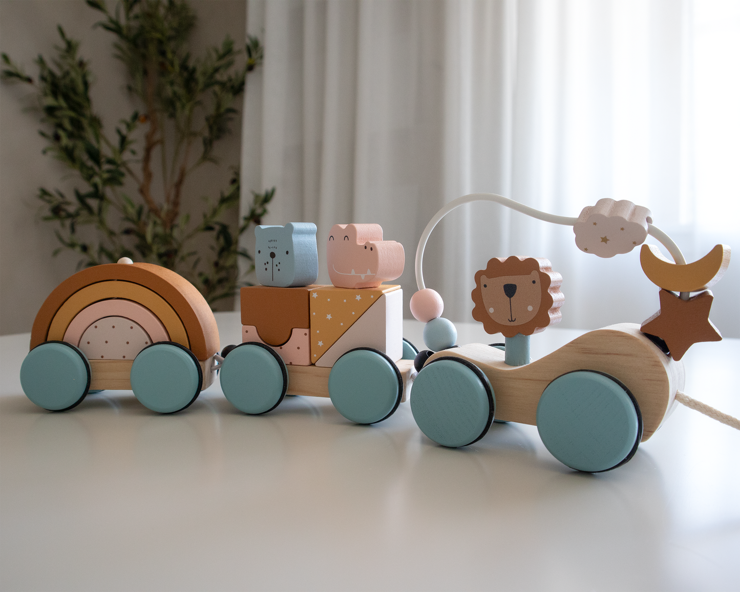 Wooden Animal Dragging Car