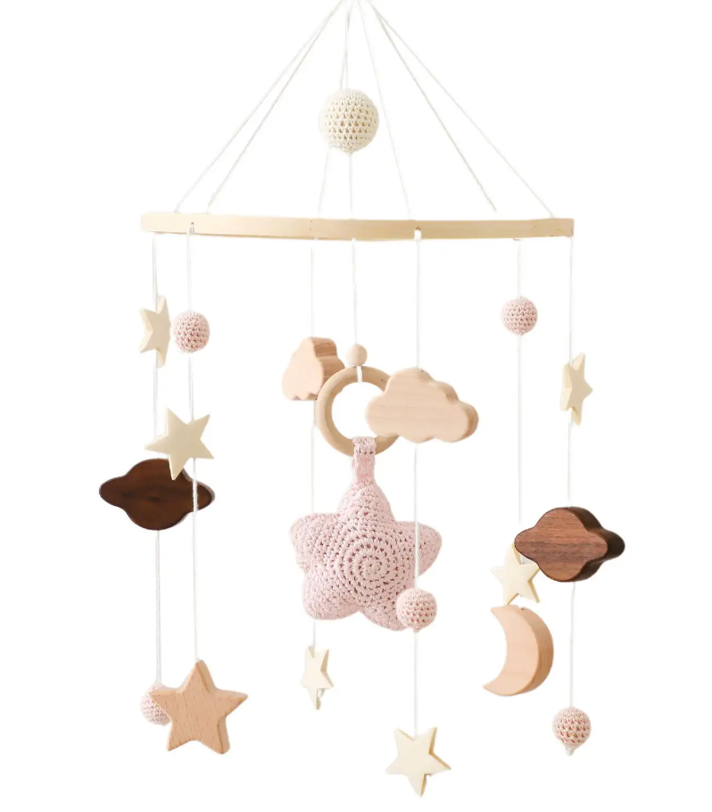 Stars & Clouds Crib Mobile (Pink)