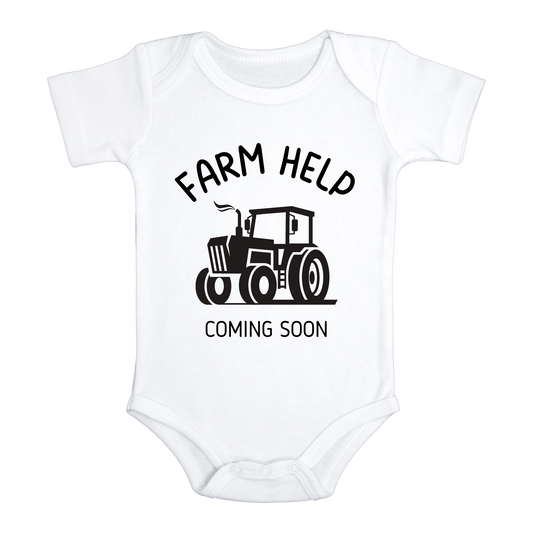 Farm Help Coming Soon Baby Onesie